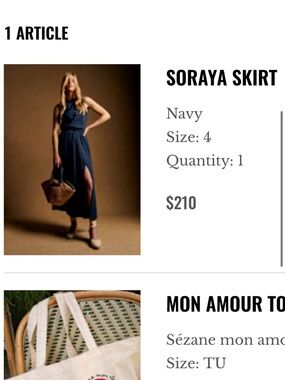 Sezane Soraya Navy Maxi Skirt with Side Slit